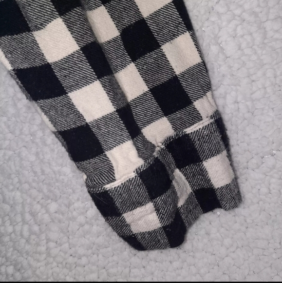 Night Shirt Womens Small Buffalo Check Flannel White and Black Frill Fringe - Picture 8 of 9